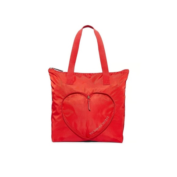 Victoria's Secret Handbags - Victoria’s Secret Valentine's Day Red HEART Packable Tote Bag $49.95 NWT